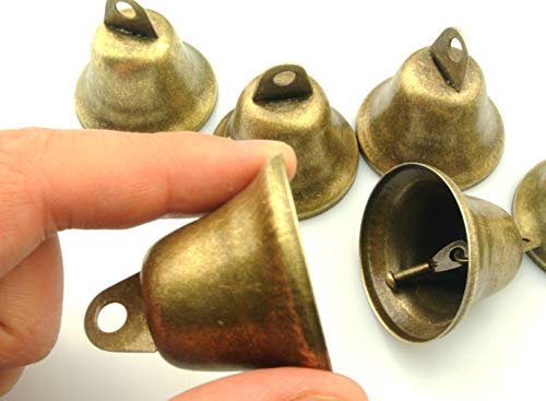Maydahui 10PCS Small Jingle Bells Bronze Vintage Mini (1.7"X 1.5") for Dog Potty Training,Dog Door Bell,Wedding, Dog Collar,Christmas Hallowmas Decoration - Thumbnail 4