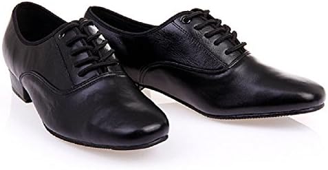 Debosportsh Modern Men’s Black Lace-up Leather Shoes Fashionable Dancing Shoes (8 D(M) US)