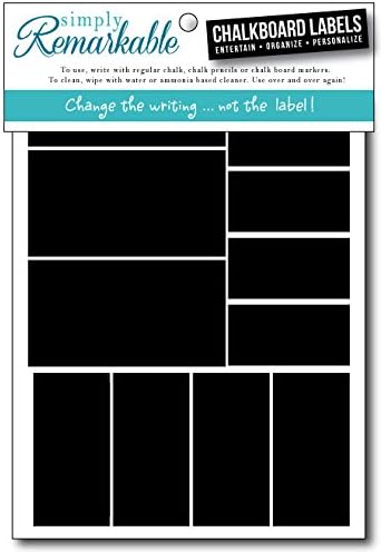 22 Rectangle Shape Adhesive Chalkboard Stickers in 3 Sizes,Labels are Dishwasher Safe - Wipe Clean and Reused, Organizing, Decorating, Crafts, Personalized Hostess Gifts, Wedding Party Favors