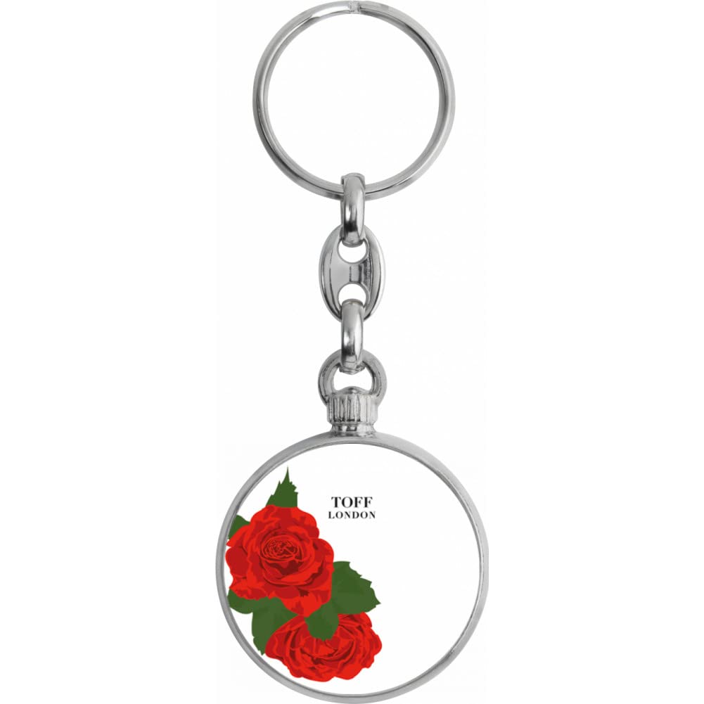 Toff London Red Rose Flower Keyring