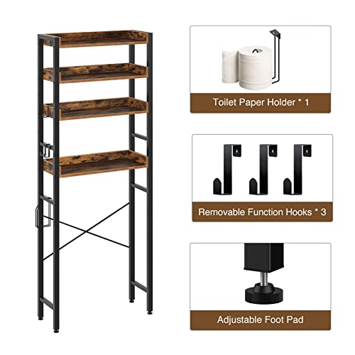 Rolanstar Over The Toilet Storage Rack, 4Tier Bathroom Space Saver