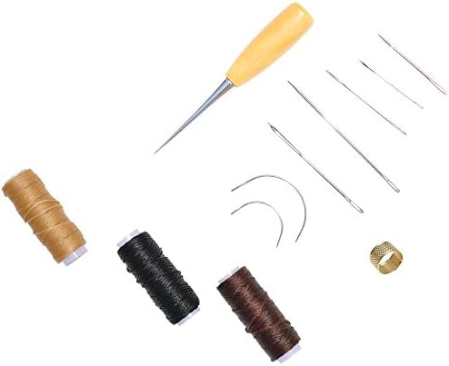 DTTUN 12 Pieces Leather Craft Punch Tools Kit Stitching Carving Working Sewing Saddle Groover