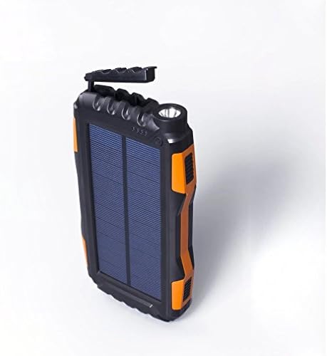 HENRYTECH 25000mAh Solar Charger Waterproof Portable Solar Power Bank with USB Dual Input Port Phone Charger for Outdoors, with Strong LED Light, for iPad iPhone Android Cellphones (Orange)