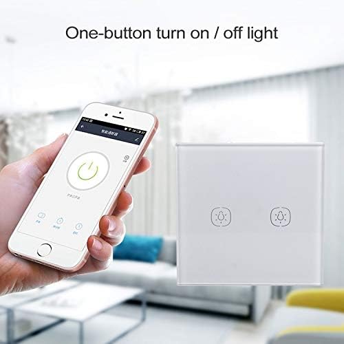 Interruptor de botn Inteligente LLD 2 4G 2 Botones Smart Switch de Pared de luz Soporte de AlexaPgina Principal de Google de Control de Voz EE UU Enchufe Interruptor de la Pared del Panel de v