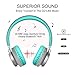 Picun Wireless Headphones 18 Hrs Battery, Romantic LED Breathing Light HiFi Stereo Bluetooth Headphones with HD Mic, Soft Earmuffs, TF Slot & Wired Mode for PC Cellphone TV Girl-Upgraded (Grey Mint)thumb 1