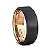 Duke Collections 8mm Two Tone Black Rose Gold Tungsten Ring Matte Brushed Surface Beveled Edge Mens Wedding Band Tungsten Carbide Comfort Fit (9)