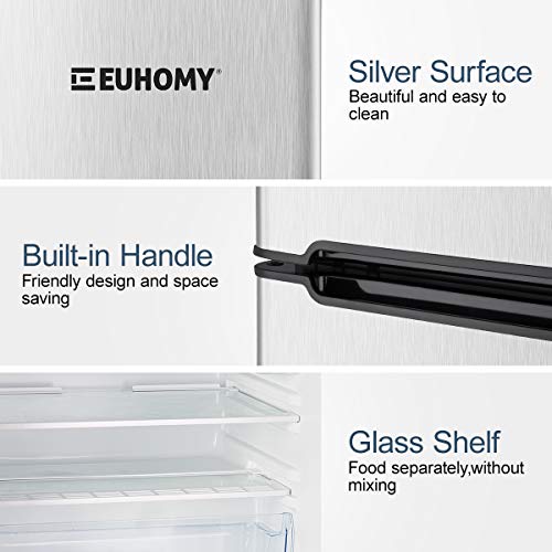 Euhomy Compact Mini Fridge with Freezer, 3.2 Cu.Ft 2-Door Upright Refrigerator with Freezer Ideal Food and Drink Storage Mini Refrigerator for Kitchen, Dorm, Apartment And Office.