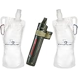 Survivor Filter Squeeze - 3 Stage Virus Tested Portable Water Filter (33oz) 2 Pack (2L Total) Canteens Designed Filter. Replaceable Carbon, Cleanable 100,000L UF Membrane Pre-Filter