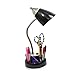 Simple Designs LD1015-BLK Flossy Organizer Desk Lamp with Charging Outlet and Lazy Susan Base, Black
