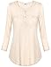 Women Tops and Blouses, Vivilli Ladies Henley V Neck Cuffed Sleeve Lightweight Stretchy Day to Work Tee Shirts Beige X-Large