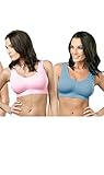 Genie Bra Twin Pack Color Bras Seamless Super-Soft Colors all Day Comfort (1 Barely Pink & 1 Powder Blue) Twin Pack.