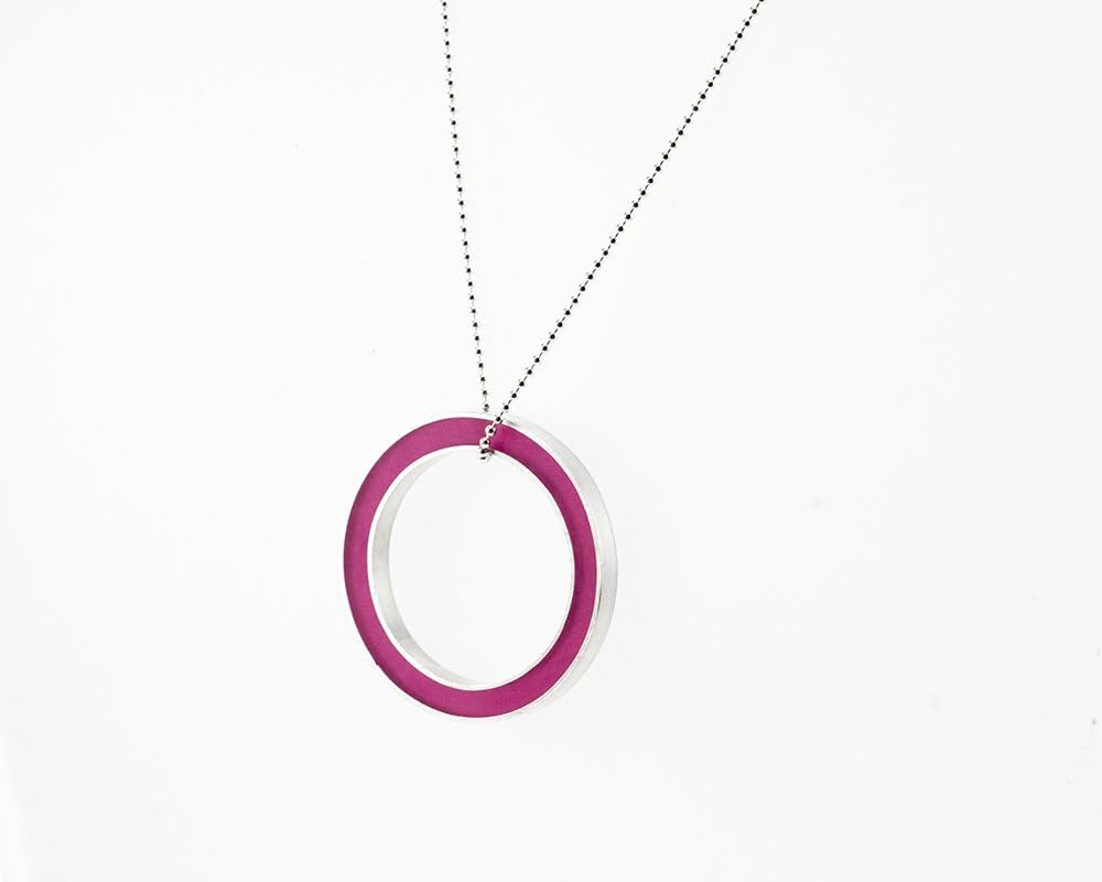 It's Okay Necklace marsala, magenta sterling silver and resin circle