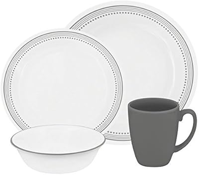 Corelle Livingware 32-Piece Dinnerware Set, Mystic Gray, Service for 8 (Two