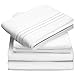 Veken Queen Sheets Set - Hypoallergenic Double-Brushed Microfiber Bed Sheets - Extra Soft, Breathable, Wrinkle Resistant Bedding Sets Up to 18'' Deep Pocket - 4 Piece, White