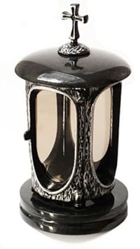 Stilvolle Grablaterne Anthrazit Kreuz Granit Schwedisch Black Höhe 27 cm / Ø 14,5 cm Grableuchte Grablicht Grablampe Granitla