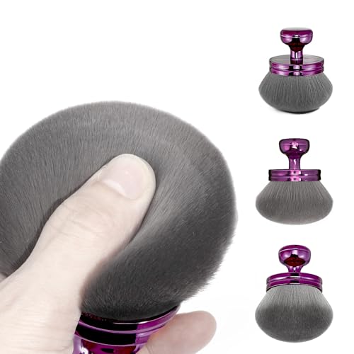 Blend & Blur Extra Large Body Makeup Brush for Self Tanner,Leg Makeup & Bronzer Self Tan Applicator, 3.2inch Wide Round Head Kabuki Brush For Application with Drawstring Bag (Purple)