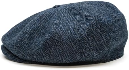 Mens Navy Blue Knitted Golf Gatsby Ascot Newsboy Cap at  display picture 1