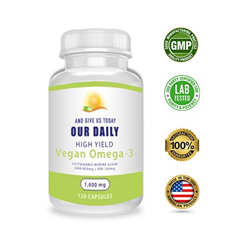 Our Daily Vites Vegan Omega3 Supplement Marine Algal Source for DHA