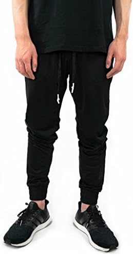 Onthec Yoga Flex Jogger - Black - Track Pants Cuffed Performance Stretch Spandex Fitted Tech