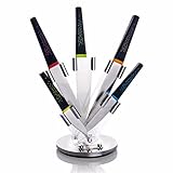 VREMI Peacock Set Stainless Steel Chef's Knives with Stylish Acrylic Knife Stand, 5 Piece