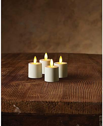 Luminara Tea Lights Battery Operated Flameless Candles White: 4 Piece Set - 1.44" x 1.25" w/Auto-Timer | Batteries Included | Lantern, Patio, Bath, Wedding, Reception, Bridal, Baby, Catering, Events