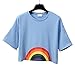 Idgreatim Teen Cute Rainbow Print Crop Top Casual Short Sleeve Tee Shirt