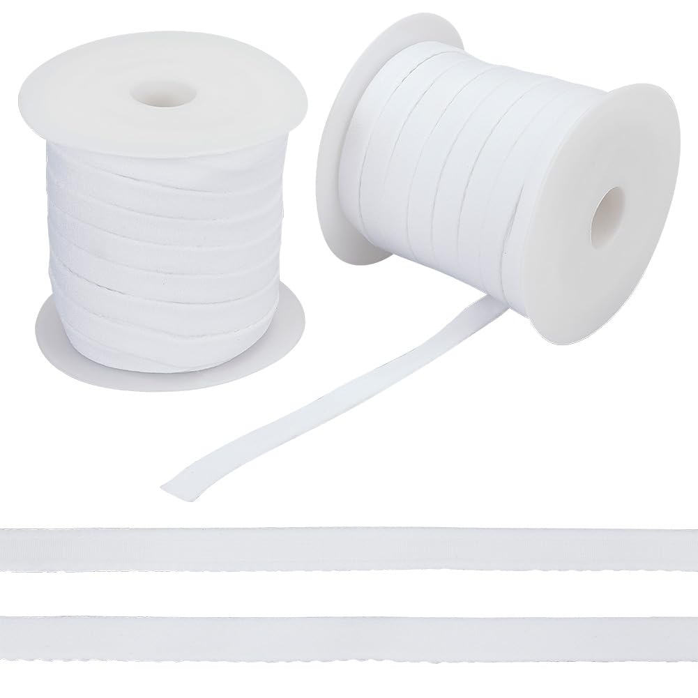 NBEADS 50 Yards Corset Boning Casing, 10mm Nylon Covered Poly Polyester Sewing Garment Accessories Bra Boning Tool for Corsets, Bridal Gowns, Evening Gowns, Lingerie, Hats, White