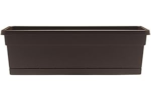 Southern Patio 24" Rolled Rim Window Box with Attached Tray, Cocoa