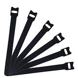 60 PCS Black Cable Management Ties,Viaky 6" Inches (15cm) Reusable Self-Gripping Cord Straps Fastening Microfiber Cloth Hook and Loop Cord Ties, Organize Wires, Cord Organizer for Desks and Workshop
