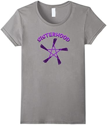 Women's Sisterhood Broomstick Pentacle Pagan Wiccan Witch T-Shirt XL Slate