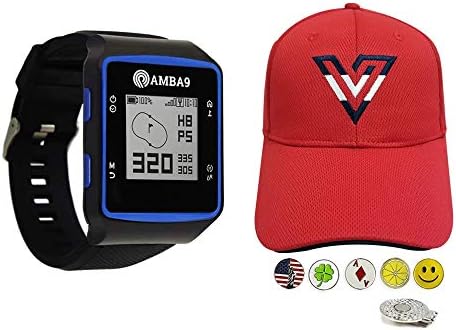 Amba9 GPS Golf Watch Bundle with 1 Volvik V-Logo Golf Hat (Adjustable), 5 Ball Markers and 1 Hat Clip – Rangefinder with Preloaded Courses, Step Tracking, Distance to Hole Measurements Amba9 GPS Golf Watch Bundle with 1 Volvik V-Logo Golf Hat (Adjustable), 5 Ball Markers and 1 Hat Clip – Rangefinder with Preloaded Courses, Step Tracking, Distance to Hole Measurements