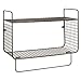 mDesign Steel Wall Mount Storage Organizer Shelf Rack with Towel Bar - Mounted Shelves for Bathroom, Laundry Room, Kitchen, Garage - Basket for Hand Towels, Washcloth - Concerto Collection - Bronze