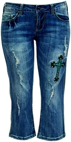 Cowgirl Tuff Western Capri Womens Victory Straight Med Wash JWVICC (36)