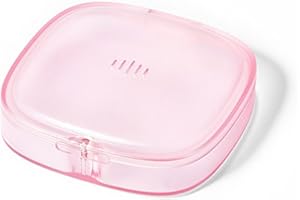 MAOBULI Transparent Slim Retainer Case with Magnetic Closure, Portable Aligner Case for Travel, Compact Night Guard Case with Air Vent Holes, Pretty Stylish Retainer Holder Compatible with Invisalign (Pink)