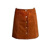 Fedi Apparel Women's Retro Corduroy High Waist A Line Button Slim Mini Skirt