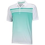 adidas Golf Men's Climacool 3 Stripes Gradient Polo Shirt, White/Bright Green, Small