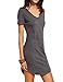 Women's Summer Short Sleeve Slim Fit Shirts Mini Dresses Floral Print Juniors Dress Top Grey XXL