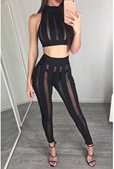 black mesh two piece set