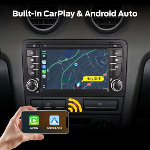 Autoradio Linux per Audi A3 S3 RS3 2003-2012 con CarPlay Wireless e Android Auto, avvio in 2 secondi, comandi fisici tramite manopola, audio di livello OEM, Porta Quadlock Plug & Play