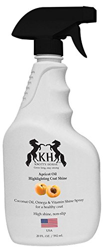 Knotty Horse Apricot Oil Highlighting Coat Shine | Made with Real Apricot Oil | Fast Absorbing Non-Slip Formula | 20 oz. Bottle