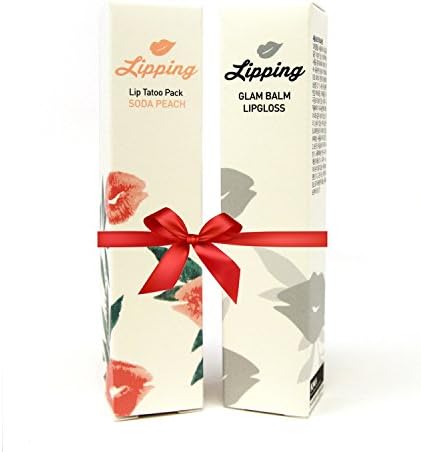 (2 Pack) Lipping Moisturizing Lip Tint and Gloss, Long Lasting [All Day Formula] Glossy Liquid Lip Color Stain and Repair Balm [Non Smudge] with Keratin and Collagen - ( Soda Peach + Lip Gloss Balm )