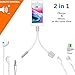 Headphones Adapter for iphone splitter audio and charge 3.5mm Jack Adapter Dongle Earphone Connector for iPhone 8/ X/XS MAX/XR/ 8Plus/ 7/7 Plus 2 in 1 Cables Charge & Aux Audio Support iOS 12 - Silver