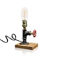 Vintage Desk Lamp,Dimmable Retro Industrial Desk Light Iron Pipe Table Lamp