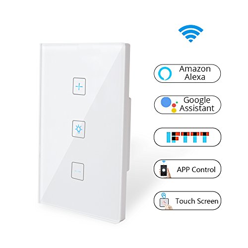 Wifi Light Switch-Smart DimmerÂ SwitchÂ PanelÂ Work with Alexa Google Home IFTTT-Timer Function and Phone Remote Control Wall Light Any Where-No Hub RequiredÂ and Free AppÂ  (1 Pack)