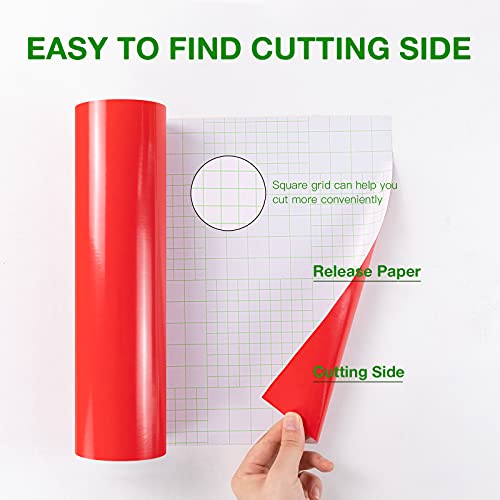 Red Permanent Vinyl Roll 12" x 50 FT Matte Red Vinyl for Cricut