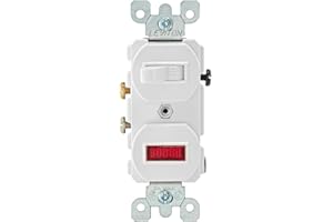 Leviton Duplex Style Single-Pole Neon Pilot AC Combination Switch, 15 Amp, 120 Volt, Commercial Grade, 5226-W, White