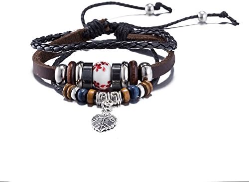 Fashion Unisex Charms Jewelry Antique Silver Plating Leather Popular Botany Rope Chain Bracelets