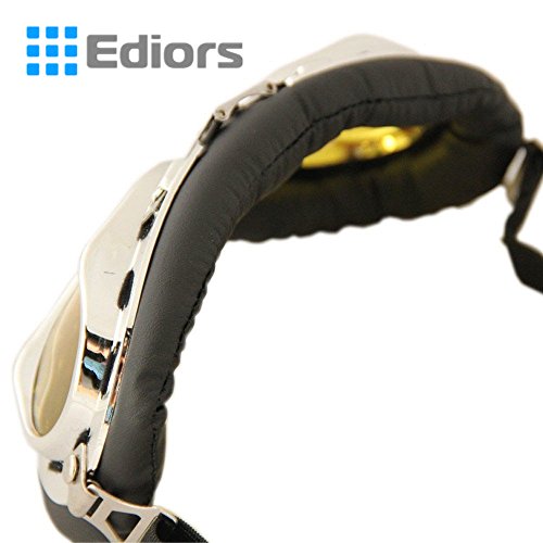 Ediors® Sports WWII Raf Vintage Aviator Pilot Style Motorcycle Cruiser Scooter Goggle T01 Transparent lens (Chrome Frame, Amber Lens)