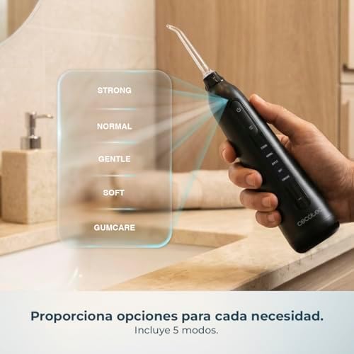 Irrigador Oral Portátil ToothCare 6000 Jet Liberty. Irrigador Dentário, autonomia de 30 dias, depósito de 180ml, pressão ajustável 30-80 PSI, cabeças magnéticas, frequência cardíaca 1500 vezes/min, IPX7