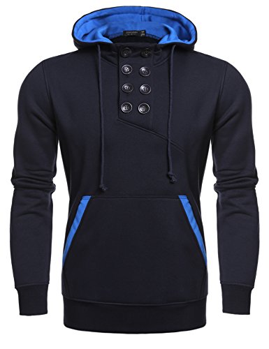 Coofandy Mens Casual Buttons Pullover Hoodie Sweatshirt
